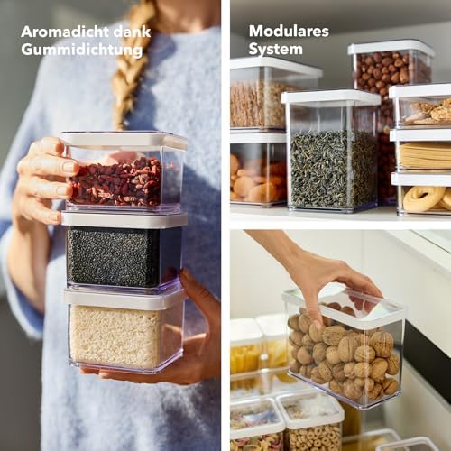 Rotho Loft Set of 5 Storage Jars with Lids, Various Sizes, Food-Grade Plastic (SAN) BPA-Free, Transparent/White, 2 x 1.5 L + 2 x 0.5 L + 1 x 2.1 L (21.4 x 23.5 cm) - Image 5