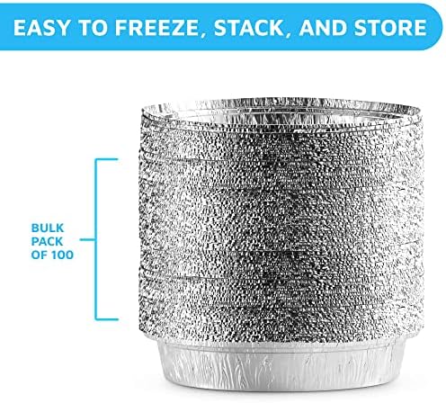 MontoPack 9” Round Aluminum Foil Pans with Clear Lids | Disposable Containers with Straight Walls for Storing, Baking, Meal Prep & Reheating | Freezer & Oven Safe, Recyclable (100 Pack) - Image 7