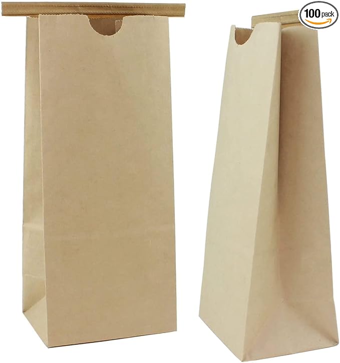 AwePackage Kraft Paper Grease Resistant Tin Tie Bag with Poly Liner (100, 16 oz(1 lbs)) by Awe+Package