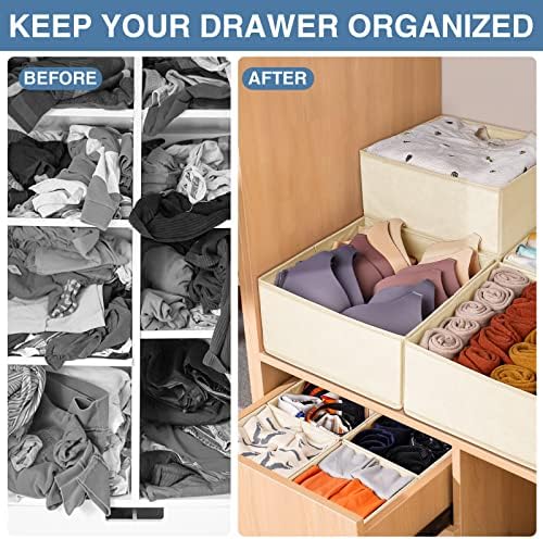 Criusia Drawer Organizer Clothes 12 Pack, Dresser Organizer for Nursery Bedroom Closet Organization and Storage - Baby Clothes Organizer Bins - Drawer Divider for Sock Underwear Bra Ties (Beige) - Image 2