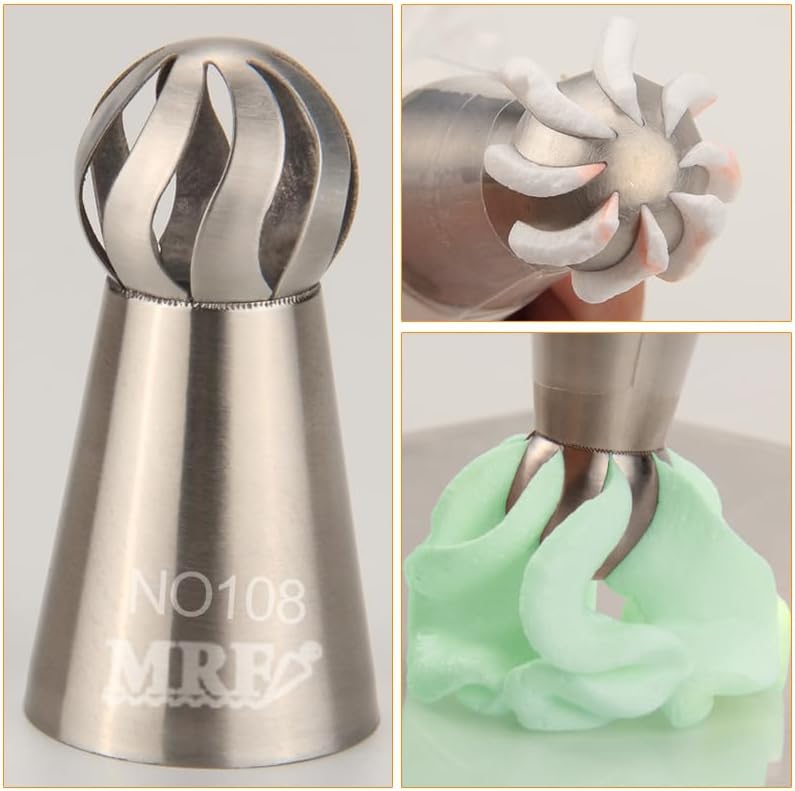 27 Pcs Stainless Steel Seamless Russian Flower Ball Piping Tips Set - Image 7