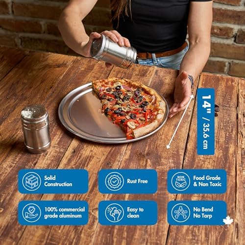 Norjac Non-Stick | Wide-Rim Aluminum Pizza Pan, 14 inch 6 Pack | Restaurant-Grade | Heavy-Duty, Oven-Safe, Rust-Proof | Baking and Serving Tray - Image 6