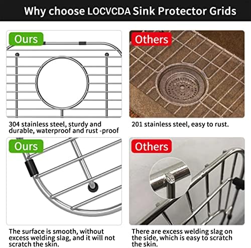 4Pack Stainless Steel Sink Protectors for Kitchen Sink, 13.1"x11.6"x1" Sink Grid Universal with Rear Drain, Rust-Resistant Metal Sink Rack for Bottom of Sink with Sink Strainers (Rear Drain/Set 2) - Image 3
