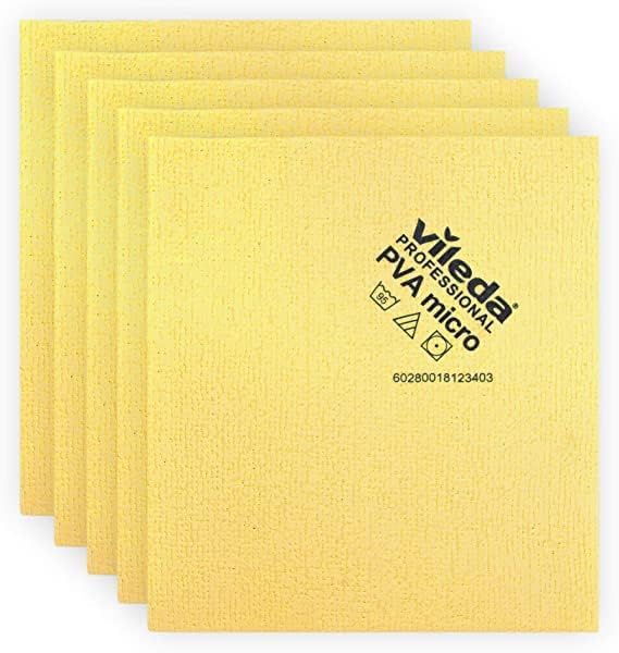 Vileda Professional | PVA Microfiber Cloth Yellow | All Purpose Cleaning Shammy | Shiny Streak Free Results | Synthetic Chamois Towel | Smooth & Absorbent Materials |Yellow 100 ct by Vileda