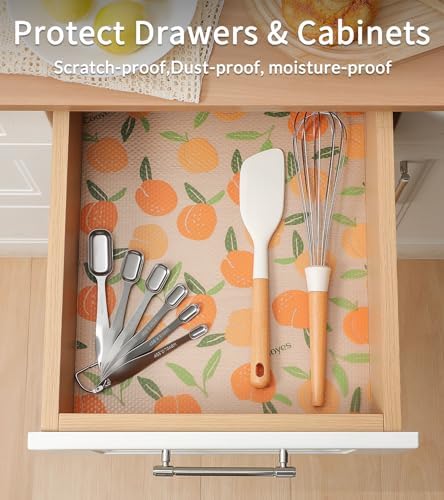 Cooyes Shelf Liner, Non-Adhesive Waterproof Drawer Liner, Durable Easy-to-Cut EVA Shelf Paper for Kitchen Cabinets, Refrigerator, Cupboard, Fridge, and Dresser (11.8 Inch W x 118 Inch L, Peaches) - Image 2