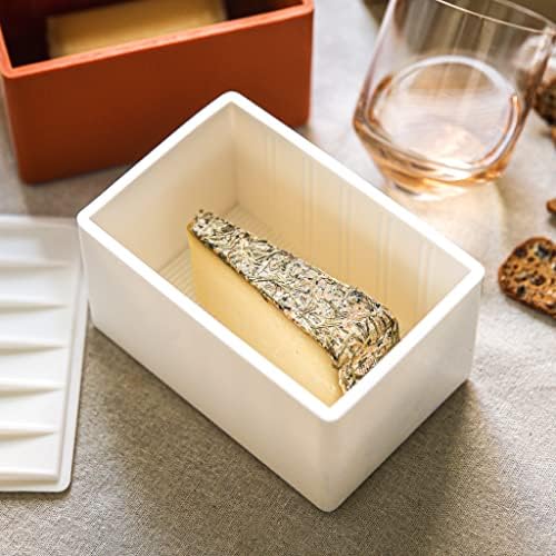 CapaBunga Cheese Vault with Divider - Reusable Artisan Cheese Storage Container for Fridge - Food Grade Silicone Cheese Container 6x4x3.5” - Cheese Keeper for Refrigerator - White Cheese Holder - Image 2