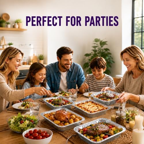 Aluminum Foil Pans Half Size 9x13, Disposable Aluminum Pans Large Baking Pan Trays-Heavy Duty Foil Pans Roasting, Cooking, Heating or Steam (25 pans with lids) - Image 7