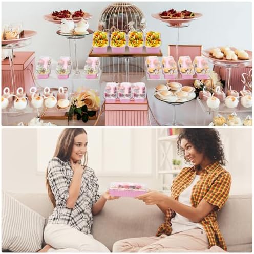 25Pack Pink Mini Cake Pans with Lids Mini Loaf Pans and Spoons and Stickers, 6.8Oz Aluminum Foil Pans Tins, Individual Dessert Cups Containers for Sales,Party,Picnics - Image 3