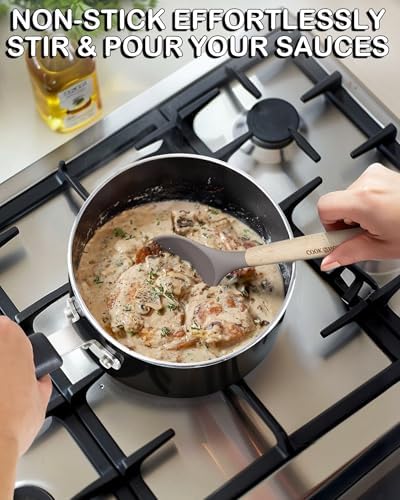 Cook N Home Basic 2 Quart Nonstick Saucepan with Glass Lid, Small Non Stick Aluminum Sauce Pan, Multi-Purpose Milk Chocolate Cooking Pot with Stay-Cool Handle, Black - Image 4
