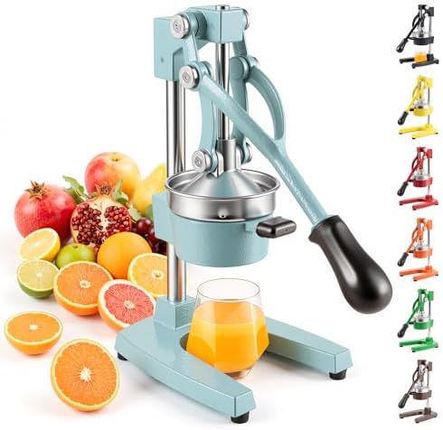 CO-Z Manual Citrus Juicer, Heavy-Duty Manual Juicer with Conical & Flat Pressure Plates, Professional Lemon Squeezer for Orange Pom Lime Lemon Juice, Dishwasher Safe Juice Press, Blue by CO-Z