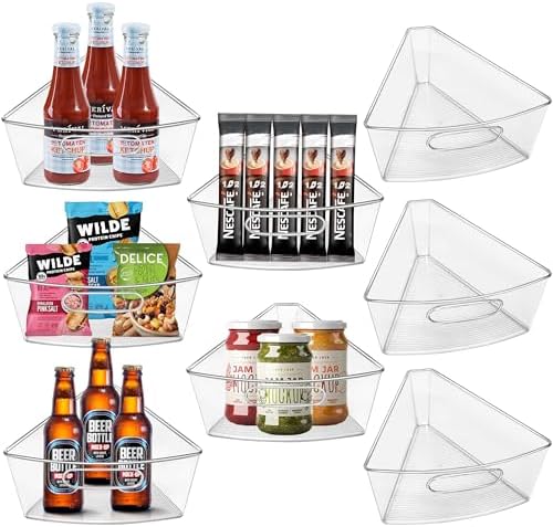 JOWBOOW Lazy Susan Organizer Bins for 28"-29" Diameter Corner Cabinet Lazy Susan, 8 Pack, Clear Plastic Cabinet and Pantry Storage Bin, 1/8 Wedge-Food Safe, BPA Free by JOWBOOW
