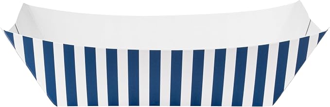Restaurantware-Bio Tek 1 Pound Food Trays, 50 Disposable Paper Food Trays - Heavy-Duty, Greaseproof, Striped Paper Food Boats, for Snacks, Appetizers, Or Treats, Use At Parties Or Carnivals - Image 7