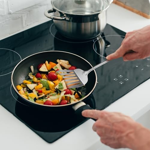 YBM Home Silicone Non-Stick Slotted Cooking Serving Spoons, Heat-Resistant Plastic Kitchen Tools for Mixing, Frying, Serving, Draining, Turning, with Stainless Steel Handle, Grey, Pack of 3 - Image 3