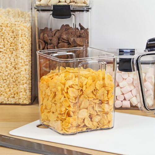 Taylor & Brown 5pc Clear Airtight Pantry & Kitchen Storage Containers | 5 Square Plastic Food Container Set with Lids | Stackable | with Locking Clips | BPA-Free | 460ml, 700ml, 950ml, 1.3L & 1.8L - Image 3