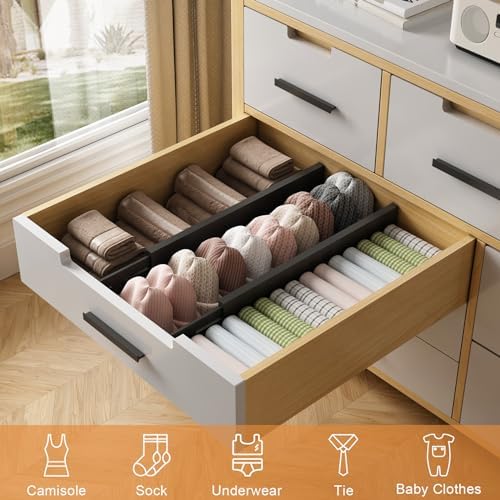 Bamboo Drawer Dividers, Adjustable Drawer Organizers, Fits 17.6–21" Drawers | 2.5" High, 4 Pack Expandable Drawer Separators for Kitchen, Nursery, Dressers & Office Storage, Black - Image 5
