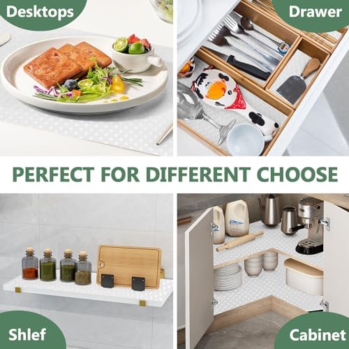 Shelf Liners, Non-Adhesive Drawer Liner, Waterproof & Oil-Proof Kitchen Cabinet Cupboard Liner Plastic EVA Material BPA Free Fridge Liner Mats Paper Protector for Shelves (White/24in x 240in) - Image 6