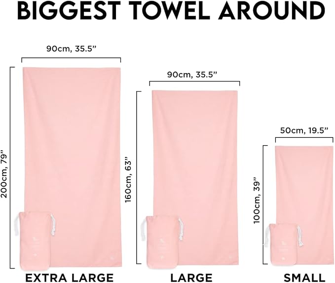 Dock & Bay Beach Towel - Quick Dry, Sand Free - Compact, Lightweight - 100% Recycled - Includes Bag - Essential - Pink, Large (160x90cm, 63x35) - Image 3