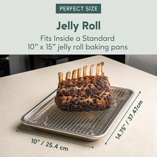 Ultra Cuisine Cooling & Baking Rack Set - Sheet Pan - 10'' x 14.7" | 100% Stainless Steel, Oven-Safe, Dishwasher-Safe, Heavy Duty Tight-Wire, Set of 2, Half Sheet Pan Cooling Racks, Easy Clean - Image 3
