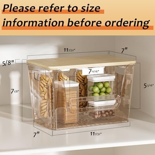 Delamu 2 Set Pantry Organizers and Storage,Trash Bag Dispenser with Bamboo Top,Stackable Trash Bag Dispenser Under Sink Organizer for 4-30 GalBags,Onion,Potato,Fruits,Amber(11-7/32"L*7" W*7-1/8"H) - Image 3