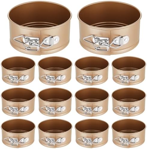 Sunnyray 12 Pcs 4 Inch Springform Pans Mini Cheesecake, Gold | Removable Bottom Leakproof, Ideal for Cheesecakes Pizza Quiche Tarts, Nonstick Spring Form Baking Easy Release Round Molds by Sunnyray