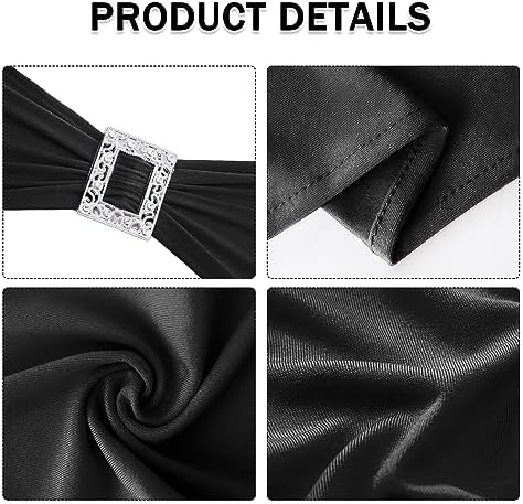 Joccun 120 PCS Spandex Chair Sashes Bows Stretch Chair Cover Band with Buckle Slider Universal Elastic Chair Ties for Wedding Banquet Party Event Decoration (Black) - Image 3