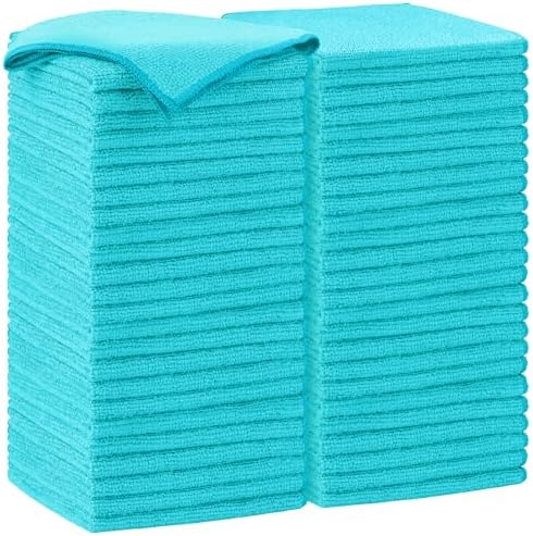 AIDEA Blue Microfiber Cleaning Cloth-50PK, Cleaning Rags 12"x 12" Absorbent by AIDEAHOME