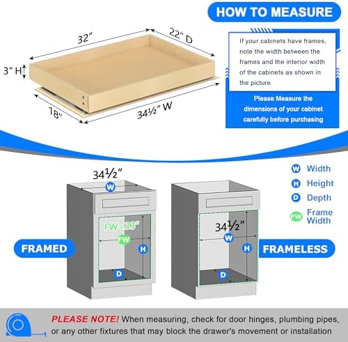 WelFurGeer Soft Close Pull Out Cabinet Organizer, 32" W x 22" D Pull Out Drawer for Cabinet, Bottom Mount Pull Out Drawers for Kitchen Cabinets, Durable Pullout Drawers for Home & Kitchen Organization - Image 3
