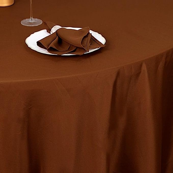 Balsa Circle 10 pcs 108 inch Cinnamon Brown Round Washable Polyester Easy-Care Tablecloth for Indoor and Outdoor Bridal Shower Wedding Table Buffet Table Parties Events Kitchen Dining - Image 4