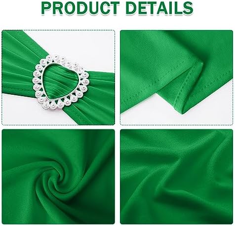 Pack of 120 Spandex Chair Sashes Bows Stretch Chair Cover Band with Buckle Slider Universal Elastic Chair Ties for Wedding Banquet Party Event Decoration (Emerald) - Image 3