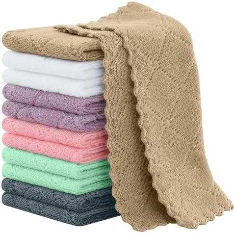 Homaxy Super Soft 12 Pack Coral Velvet Dish Cloths, 7" x 9", Mixed by Homaxy