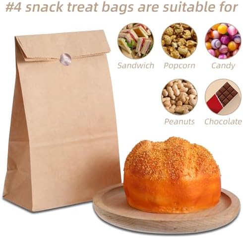 300 Pack Bread Bags 6 Lb Brown Bakery Bag Kraft Snack Bags Bulk 6"L x 3.5"W x 11"H Small Paper Recyclable Grocery Sacks Storage for Snacks, Crafts, Lunch,Bread, Sandwich, Candy, Treats - Image 3