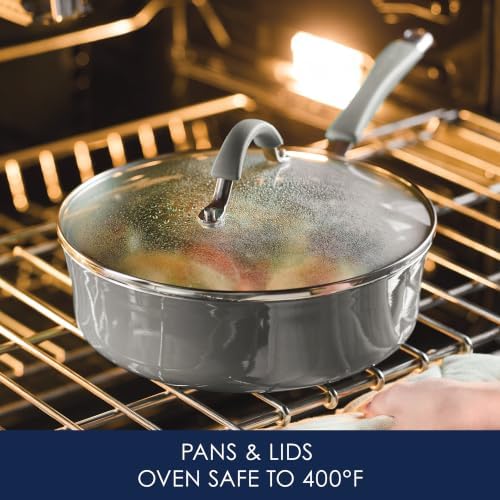 Rachael Ray Cucina Nonstick Cookware Pots and Pans Set, 14-Piece, Sea Salt Gray - Image 6