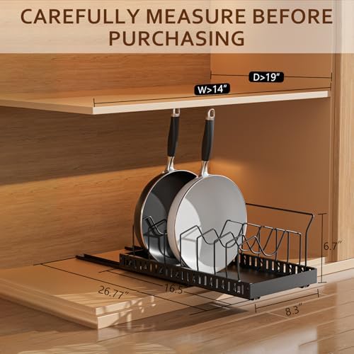 Black 2 Pack Pot Lid Organizer, Pull Out Cabinet Rack, 8 Dividers - Image 2