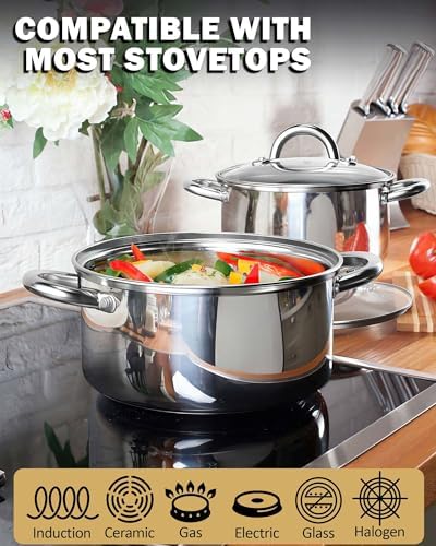 Cook N Home Basics 12 Quart Stainless Steel Stock Pot with Lid, Cooking Pot for Pasta, Stockpot with Sturdy Handle, Soup Pot with Even Heating, Oven & Dishwasher Safe, Cookware for Canning, Boiling - Image 3