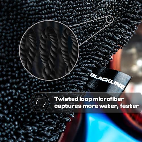 Blackline Microfiber Car Drying Towel 24"x36", 1300GSM Twisted Loop - Image 4