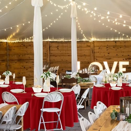 Fitable 8 Pack Red Tablecloths 84 Inch Round for 36"-60" Tables - Image 2