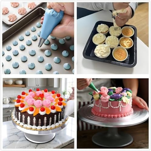 ANSLYQA Cake Decorating Kit, 237 Pcs Baking Tools | Aluminium Cake Turntable, Leveler, 24 Numbered Icing Tips, 2 Spatulas, 3 Scrapers, 50 Cupcake Liners, 100 Pastry Bags & More - Image 5