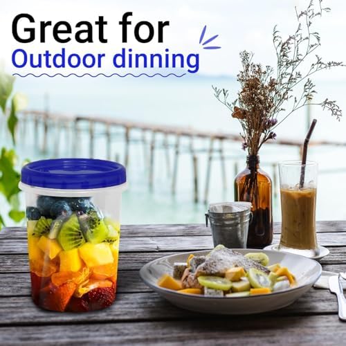 32 oz - 96 Pack Twist Top Food Deli Containers Screw And Seal Lids, Stackable Reusable Quality Plastic Storage Containers with Screw-on Lids - BPA Free BULK - Image 2