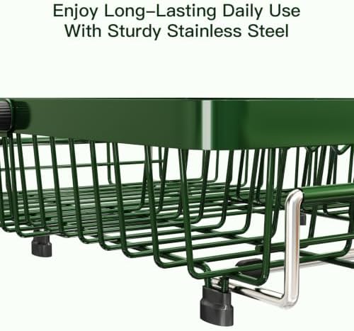 MAJALiS Green Dish Drying Rack Over The Sink with Utensil Holder - Image 5