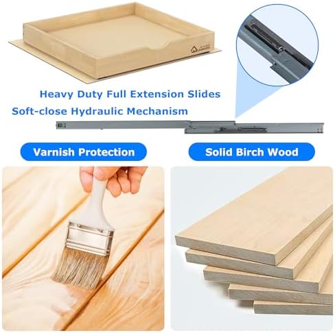 WelFurGeer Soft Close Pull Out Drawers for Cabinets, 29" W x 21" D Pull Out Cabinet Drawer with Heavy Duty Slides, Pull Out Cabinet Organizer, Cabinet Drawers Slide Out, Pull-Out Home Organizers - Image 4