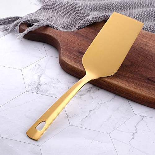 6 Pcs Gold Square End Turner, Stainless Steel Titanium Plated Solid Turner Spatula, Ergonomic Integral Forming Handle-Dishwasher Safe(10.2 inches/26cm) - Image 3