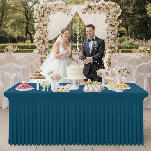 Smiry 2 Pack Spandex Elastic Fitted Table Cloth Skirt for 8FT Table - Image 6