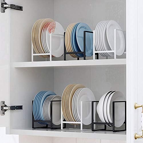 2PCS Plate Holders Organizer, Metal Dish Storage Dying Display Rack for Cabinet, Counter and Cupboard - White， Small - Image 6