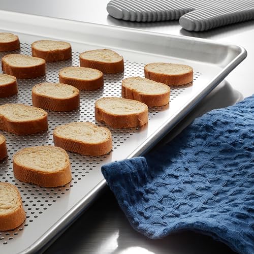 GRIDMANN 18" x 26" Commercial Grade Perforated Aluminum Baking Sheet Pan, Full Size Baking Tray - 6 Pans - Image 2
