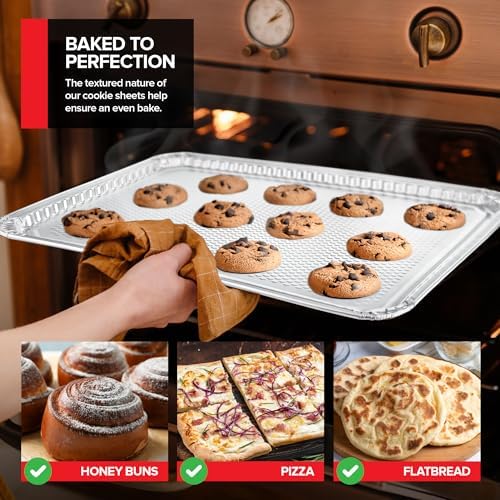 Stock Your Home Aluminum Pans Cookie Sheet Baking Pans (15 Pack) Disposable Foil Trays - Reusable and Durable Nonstick Baking Sheets – Disposable Cookie Pans - Image 5