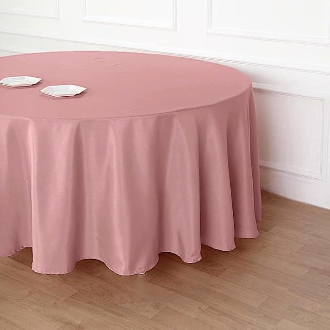 Balsa Circle 10 pcs 108 inch Dusty Rose Round Washable Polyester Easy-Care Tablecloth for Indoor and Outdoor Bridal Shower Wedding Table Buffet Table Parties Events Kitchen Dining - Image 4