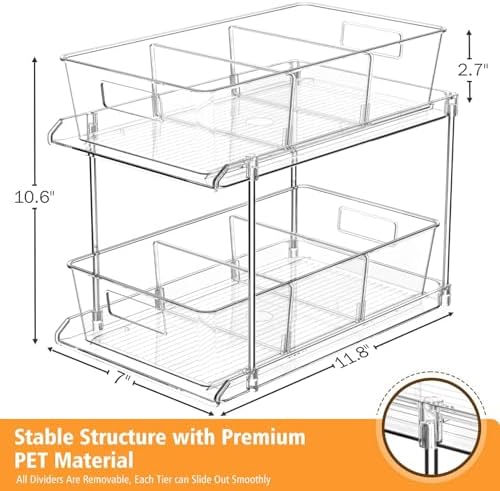 Fabspace Bathroom Under Sink Organizers and Storage, 2 Tier, 2 Packs - Image 2