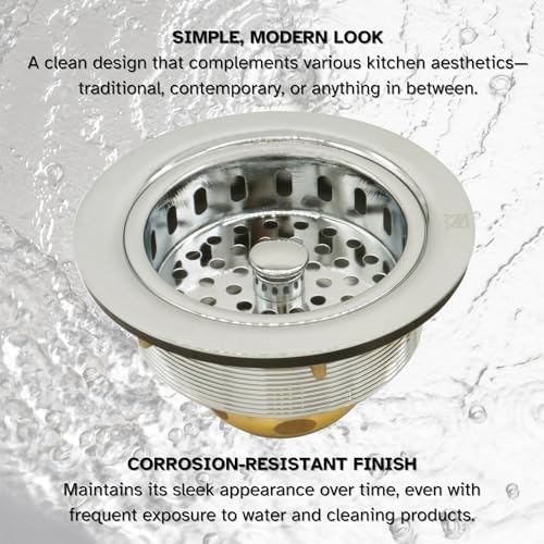 Westbrass A214-05 3-1/2" Post Style Large Kitchen Sink Basket Strainer, Polished Nickel - Image 6