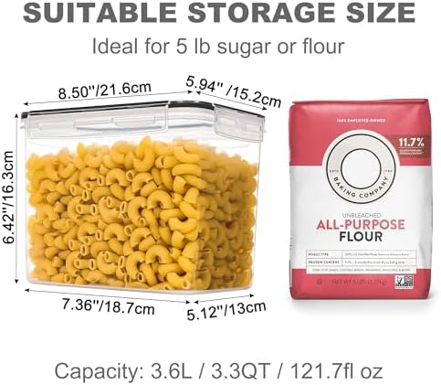 PANTRYSTAR Medium Food Storage Containers with Lids Airtight 3.6L /121.7Oz, for Flour, Sugar, Baking Supply, 3PCS BPA Free Plastic Canisters for Kitchen Pantry Organization - Image 2