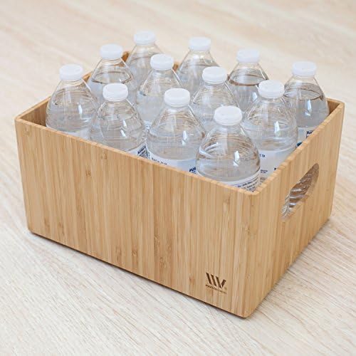 MobileVision Bamboo Storage Box Multi-Purpose Organizer for Kitchen Supplies Holder, Fruit Bin, Cabinets, Pantry with built in handles, stackable, 12” x 9” x 6” With White Clip Included - Image 5